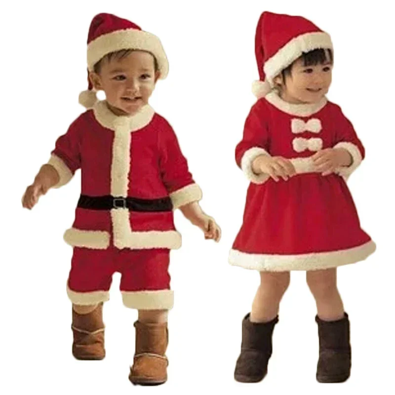 2025 Hot Christmas Toddler Kids Baby Girls Dress Ruffles Bow Long Sleeve Dresses For Girl Boy Clothes Xmas Costumes