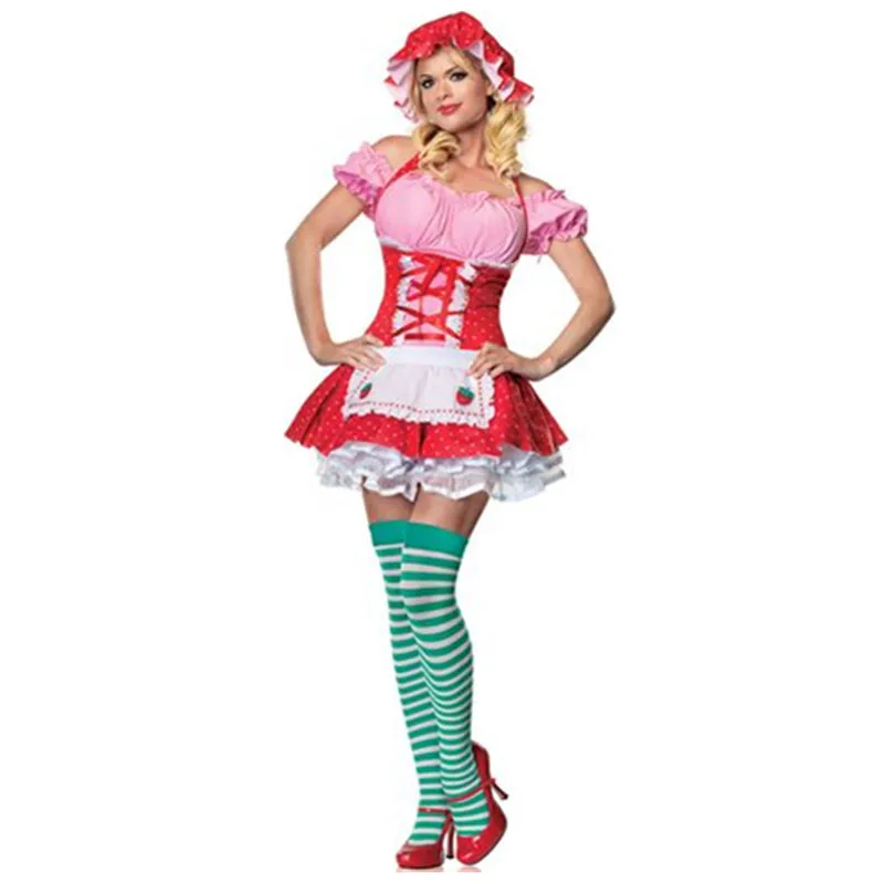 Sweet Cute Lolita Dress Women Bavarian Oktoberfest Costume German Beer Girl Maid Dirndl Fancy Dress Adult Halloween Party Outfit