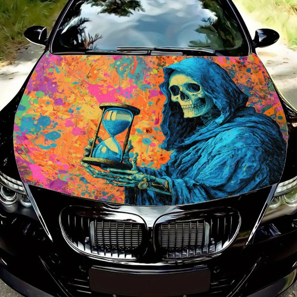 

Splashing Ink Hourglass Skeleton Car Film,PVC Waterproof Car Hood Sticker,self-adhesive Scratch Resistant Sticker,suitable For T