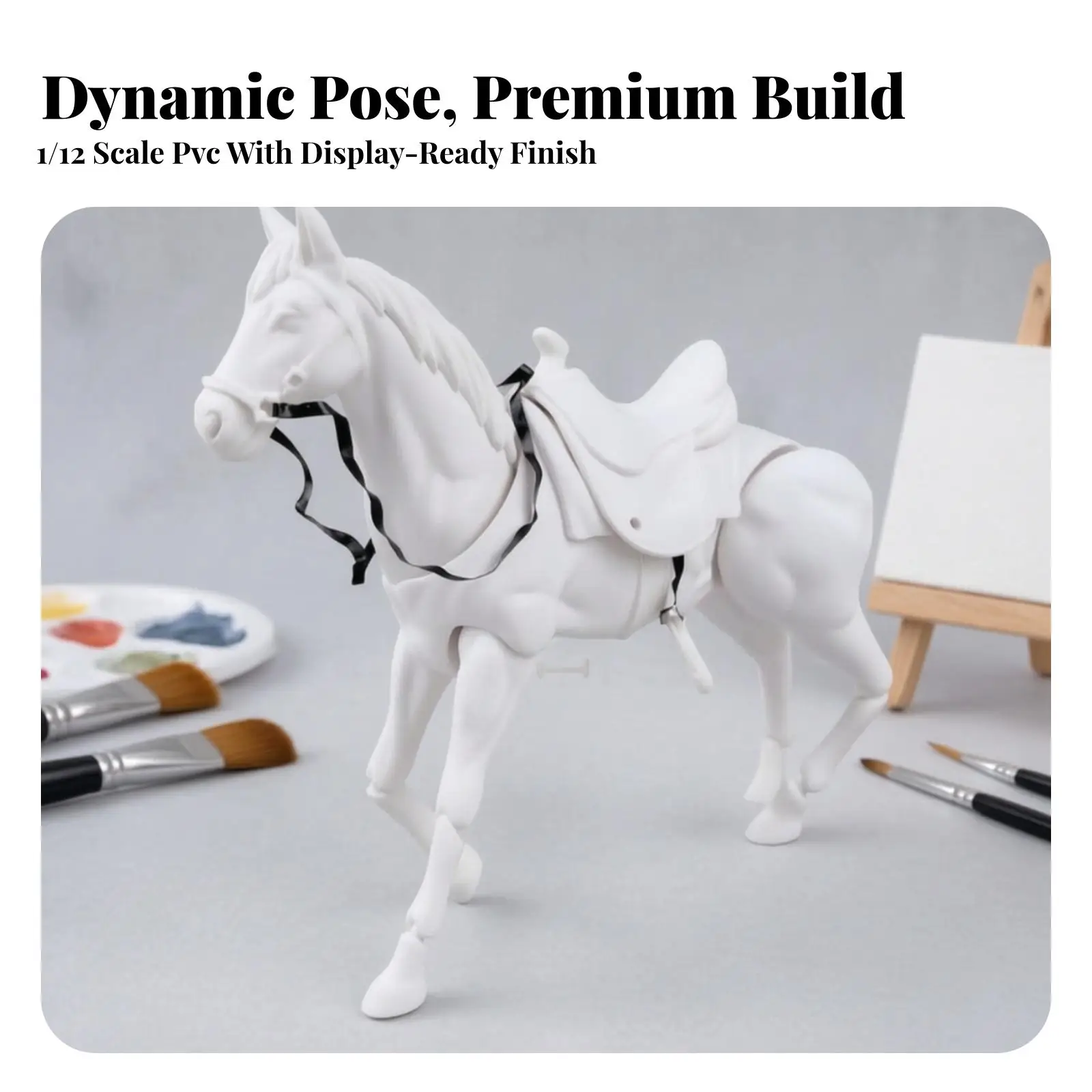 PVC Articulated Horse Model Unpainted White 14cm for Custom Paint Practice Equestrian Decor Pony Toy Hobby