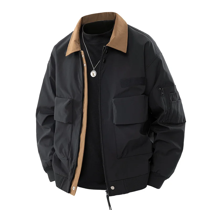 Men's Trendy Work Jacket 2025 New Lapel Baseball Pilot Style Spring Autumn Fashionable Outerwear