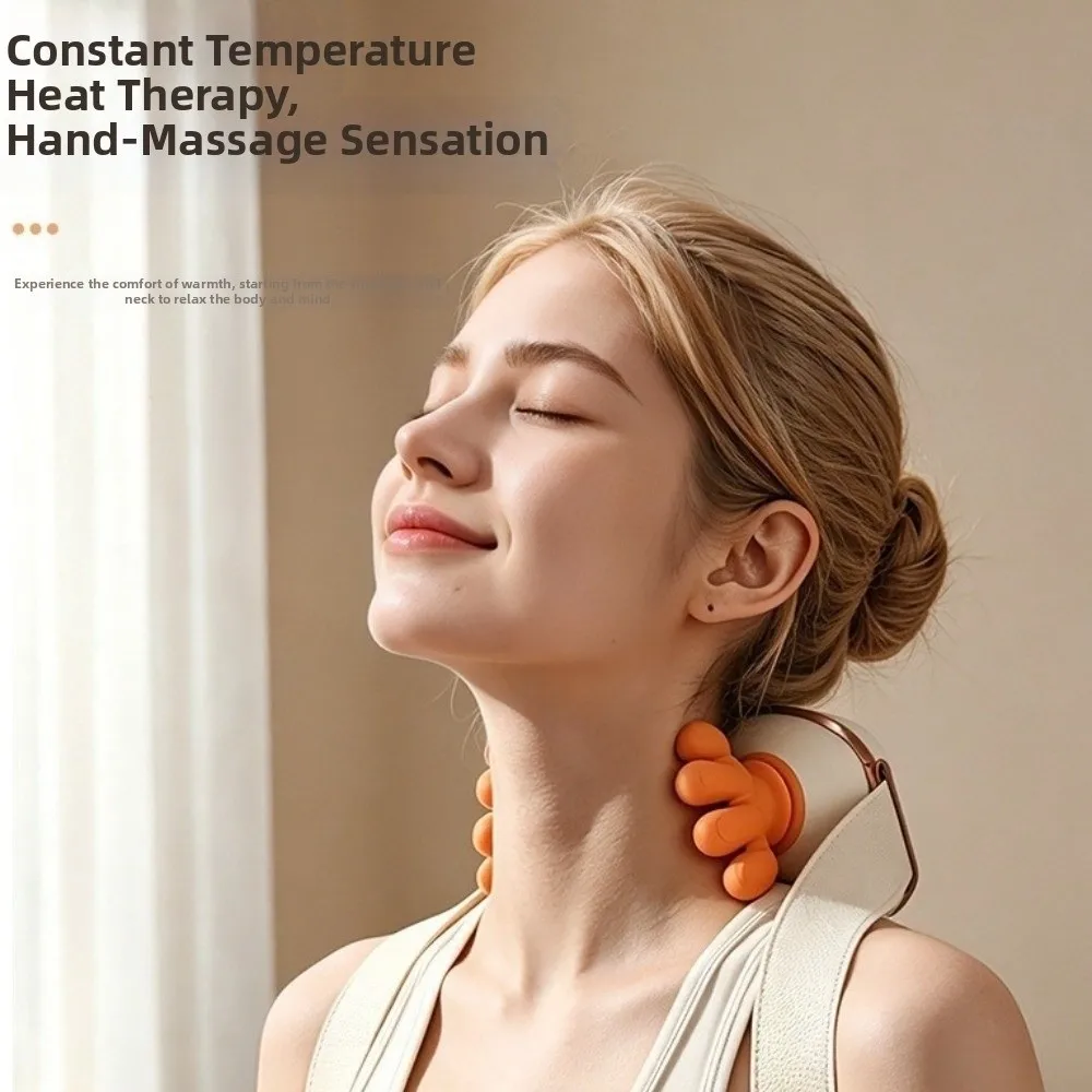 Soft Silicone Neck Shoulder Massager USB Charging Ergonomic Heated Massager Device Wireless Bionic Finger