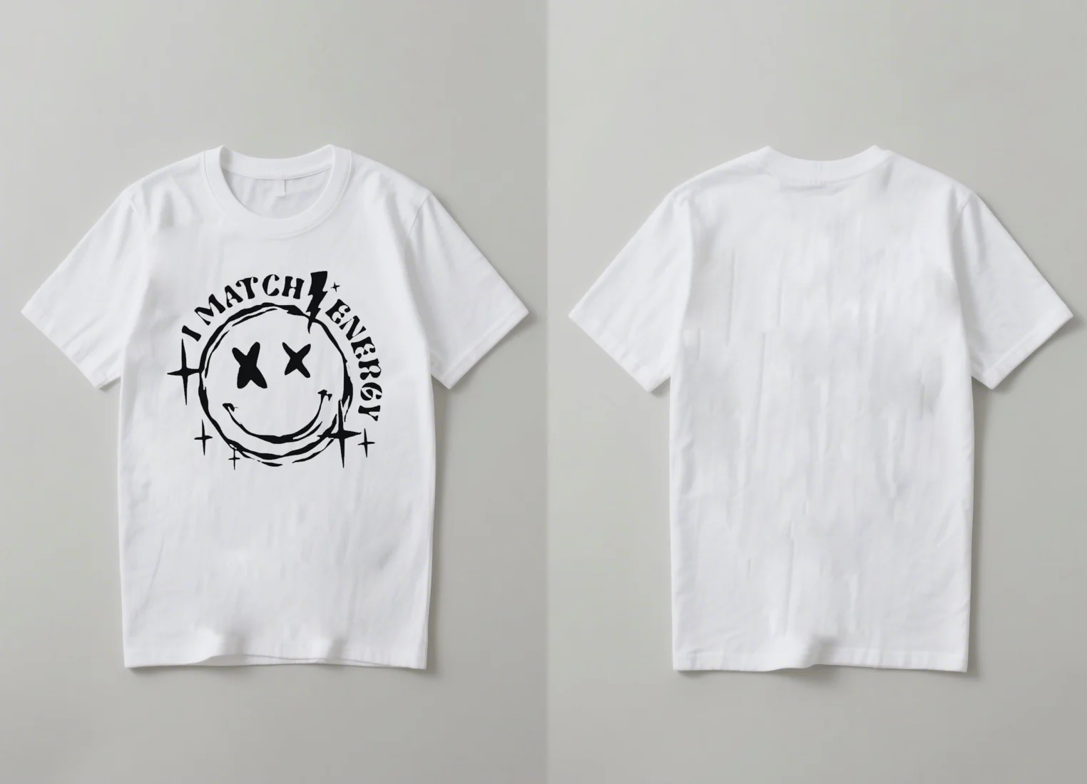 

2025 Новая повседневная футболка с принтом «I Match Energy» Футболка с рисунком улыбающегося лица, подходящая для мужчин и женщин