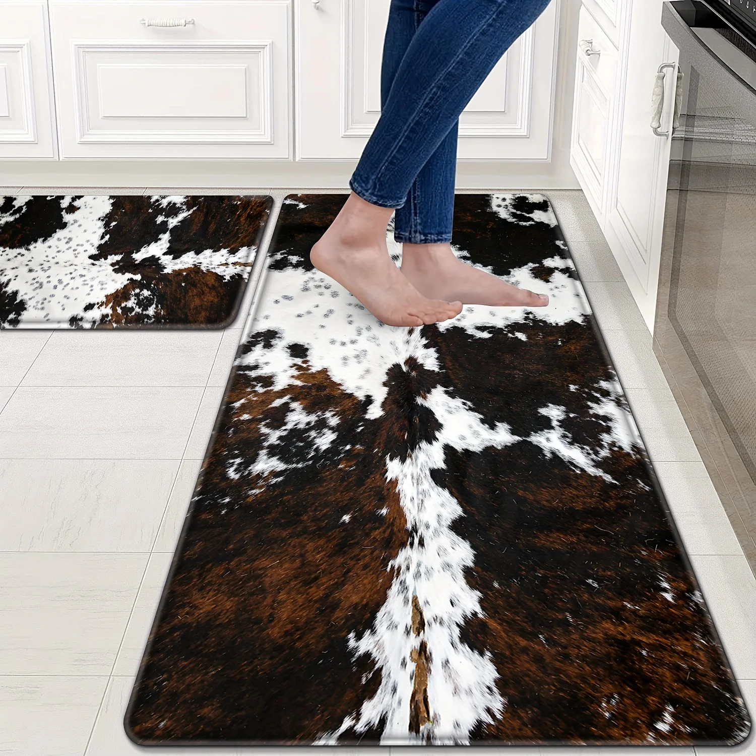 VIKAMA 2pc Set Of Kitchen Printed Floor Mats, Diatomite Waterproof And Oil-Resistant Foot Pads, Halloween Home Decoration Items