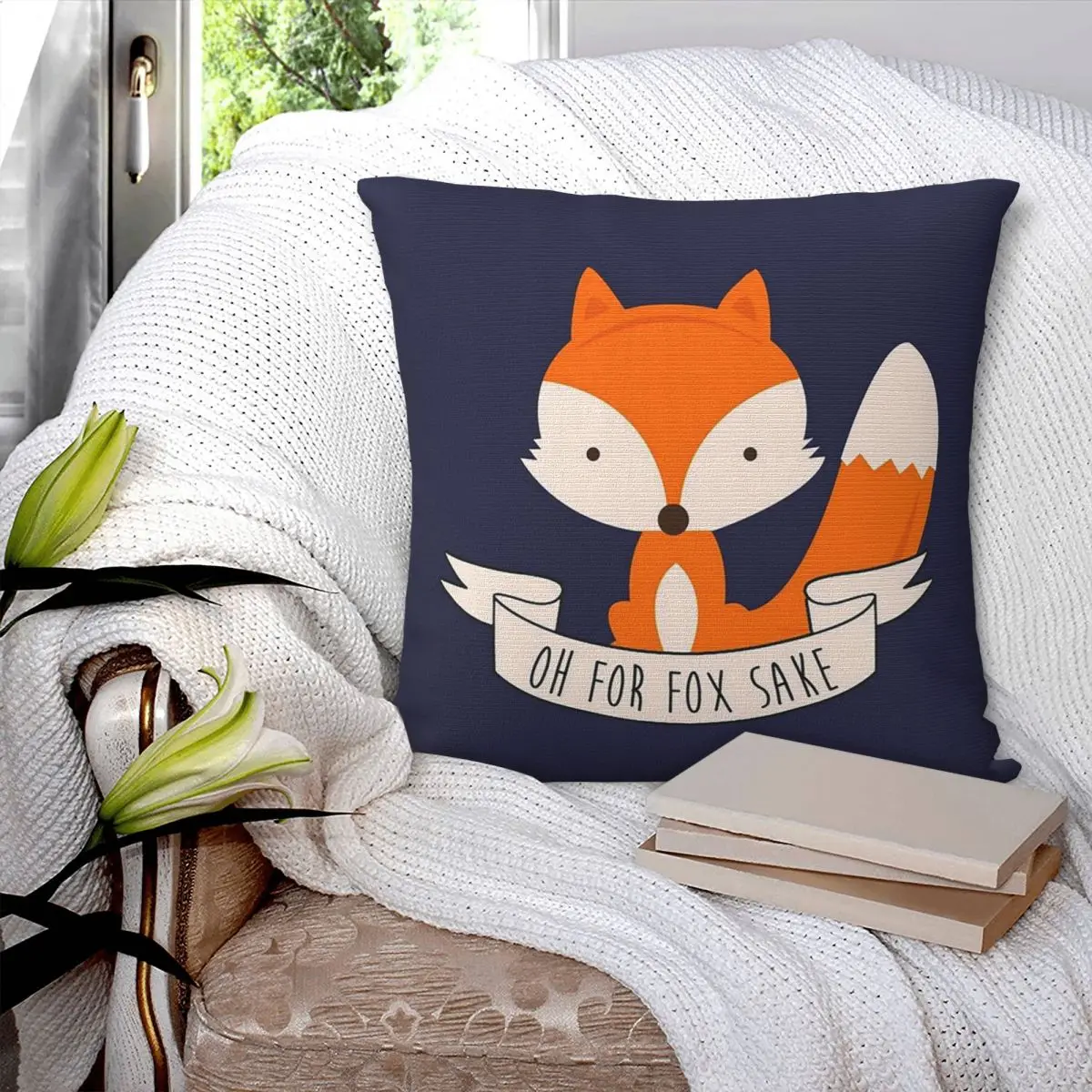 Oh For Fox Sake Square Pillowcase Pillow Cover Polyester Cushion Zip Decorative Comfort Throw Pillow for Home Sofa