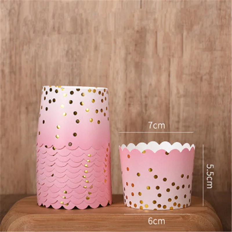 Muffin Cupcake Golden Pink Dot Paper Cup Cupcake Liner Baking Cup Wedding Party Cupcake Wrapper Tray Case Pirottini Per Muffin