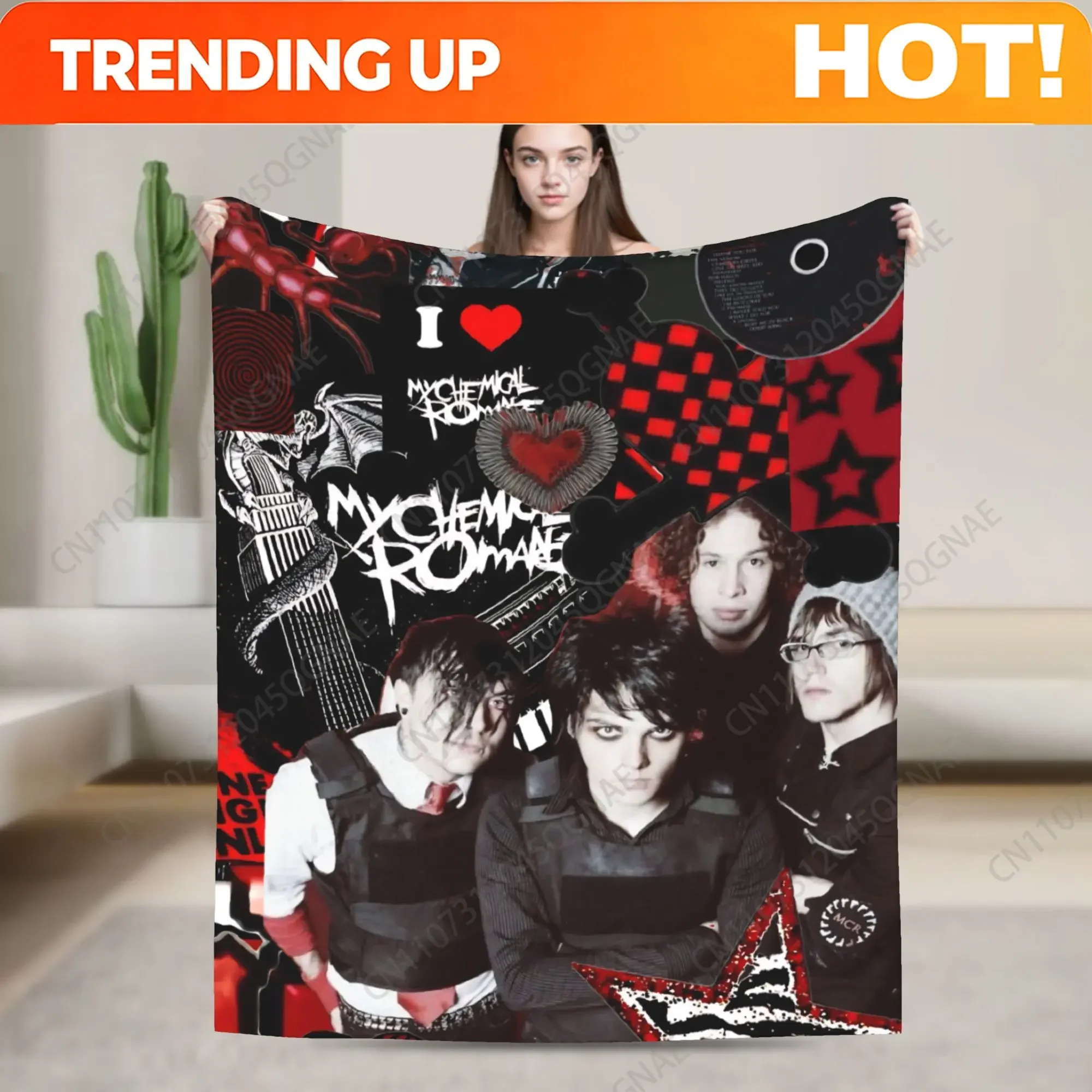 Custom My Chemical Romance Blankets Music Soft Aesthetic Plush Bedding Throws For Couch Sofa Bed Decorative Flannel Bedspread Be