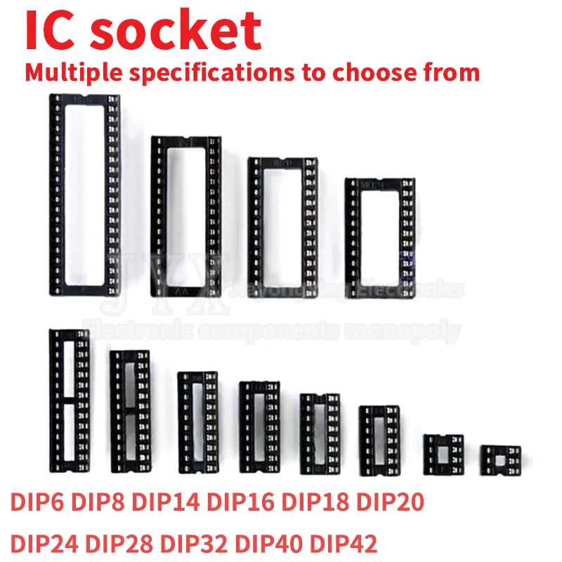 10PCS/LOT IC DIP Sockets DIP6 DIP8 DIP14 DIP16 DIP18 DIP20 DIP28 DIP40 pins Connector DIP Socket 6 8 14 16 18 20 24 28 40 pin