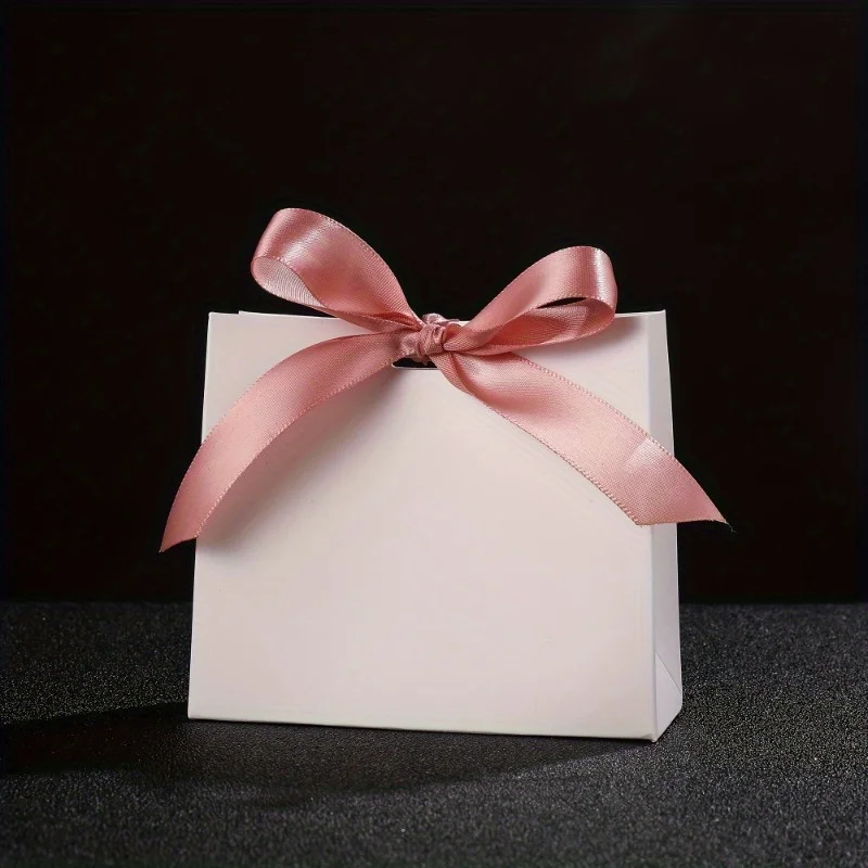 1pc Thickened Card Paper Mini Gift Bags, Wedding Blank Candy Boxes, Birthday Small Party Gift Box Packaging, Shopping Bag