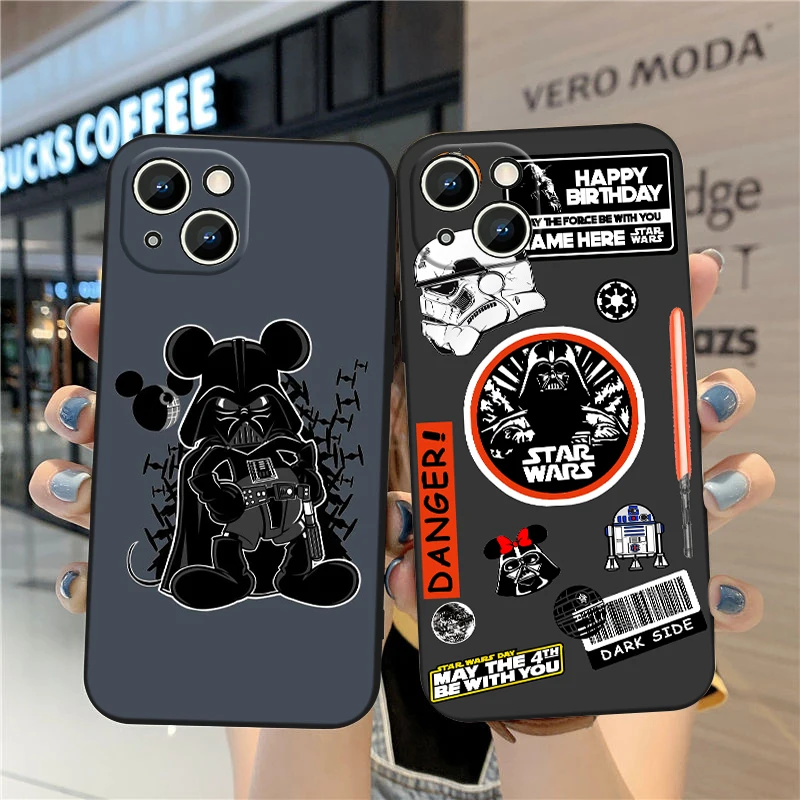 S-tar W-ars Baby Yodas For Apple iPhone 15 14 13 12 Mini 11 XS XR X 8 7 Pro Max Plus Soft Silicone Black Phone Case