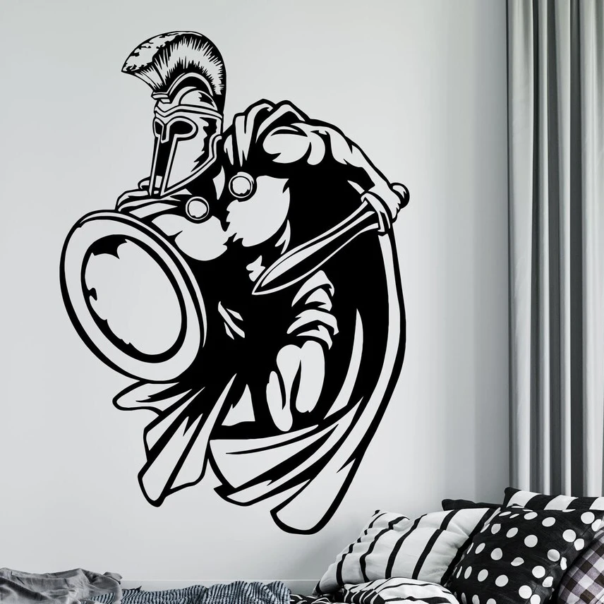 Spartan Wall Decal Spartan Warrior Gladiator Wall Sticker Home Room Decoration Mural Vinyl Wall Decor Removable Decals S564