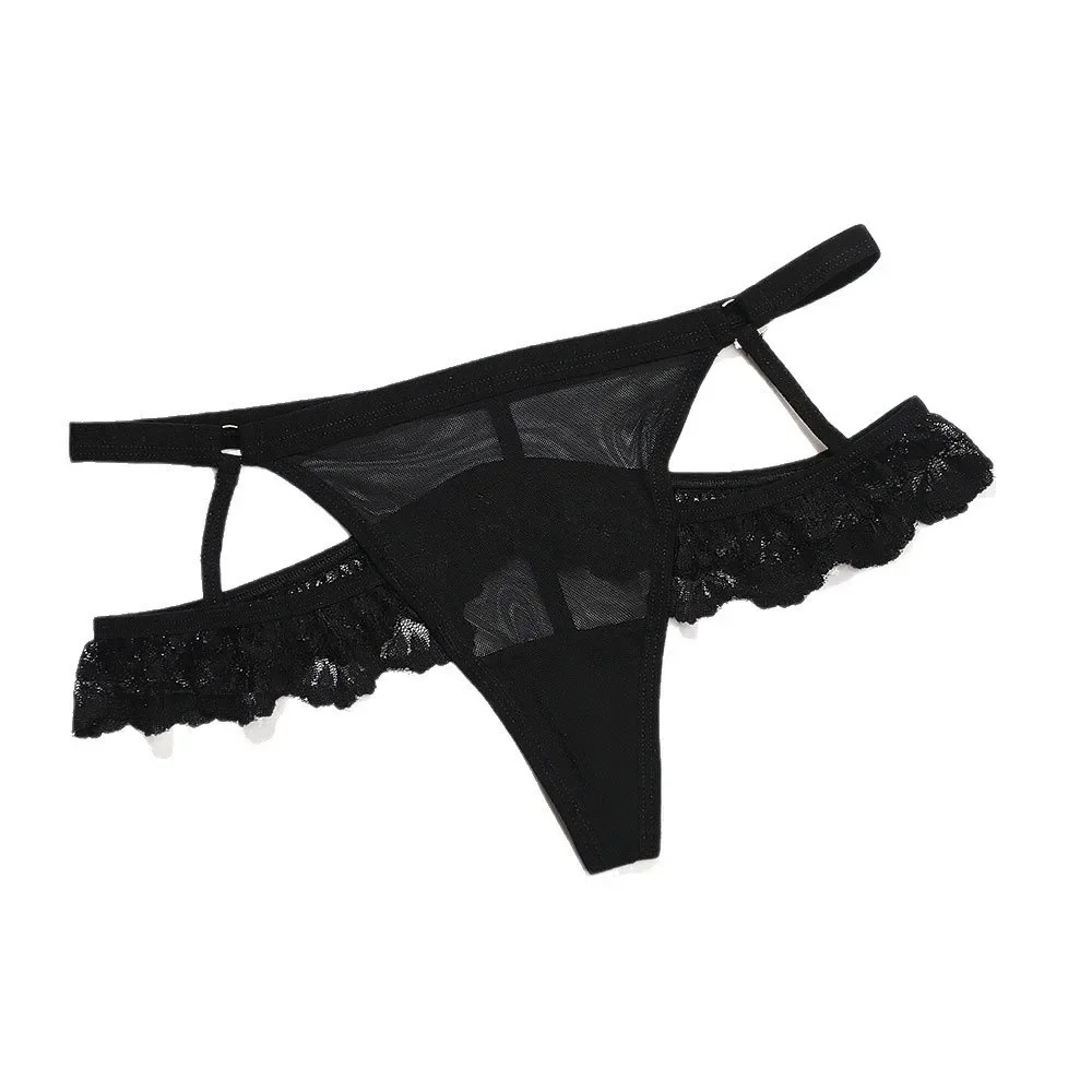 

Breathable Thin Strap Lace Panties Thong Hollow Underwear for Women Transparent Low Waist Mesh Lace Briefs Girl