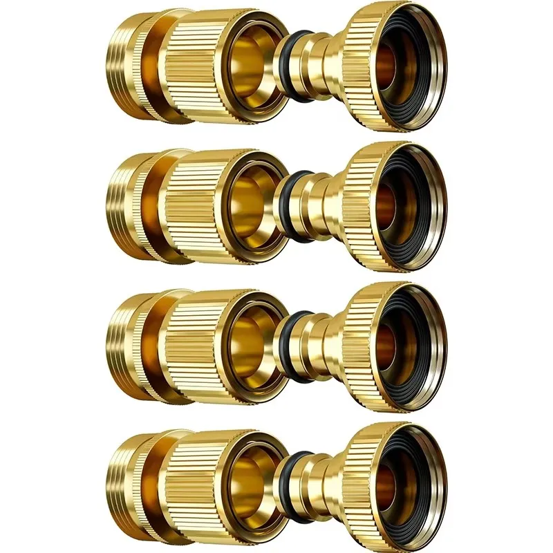 Brass Water Hose Quick Connect Fittings, Release Hose Connector, Fit for 3/4'' Gardening Hoses, Garden Hose Quick Disconnect Set