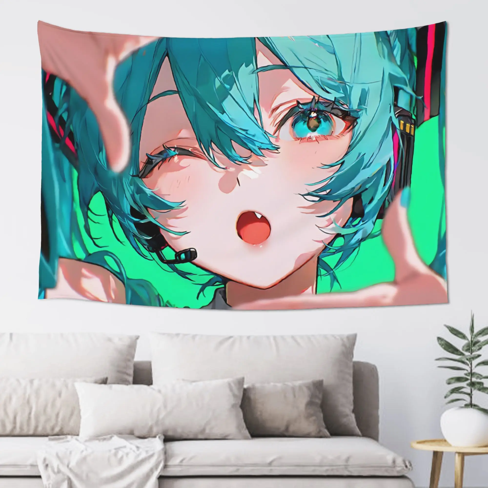 Cutecore Hatsune Miku Tapestry Bedroom Decoration  Wall Hanging Blanket Tapestry Cool Stuff For Room