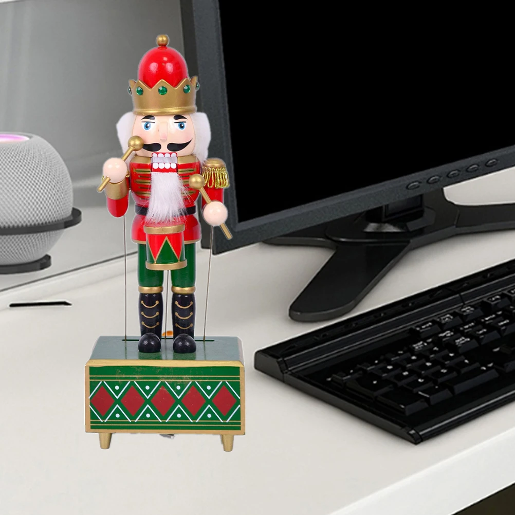 

Nutcracker Music 32CM Red Drum Windup Christmas Gifts Xmas Music Box Home Decor Classic Xmas Supplies Figurine