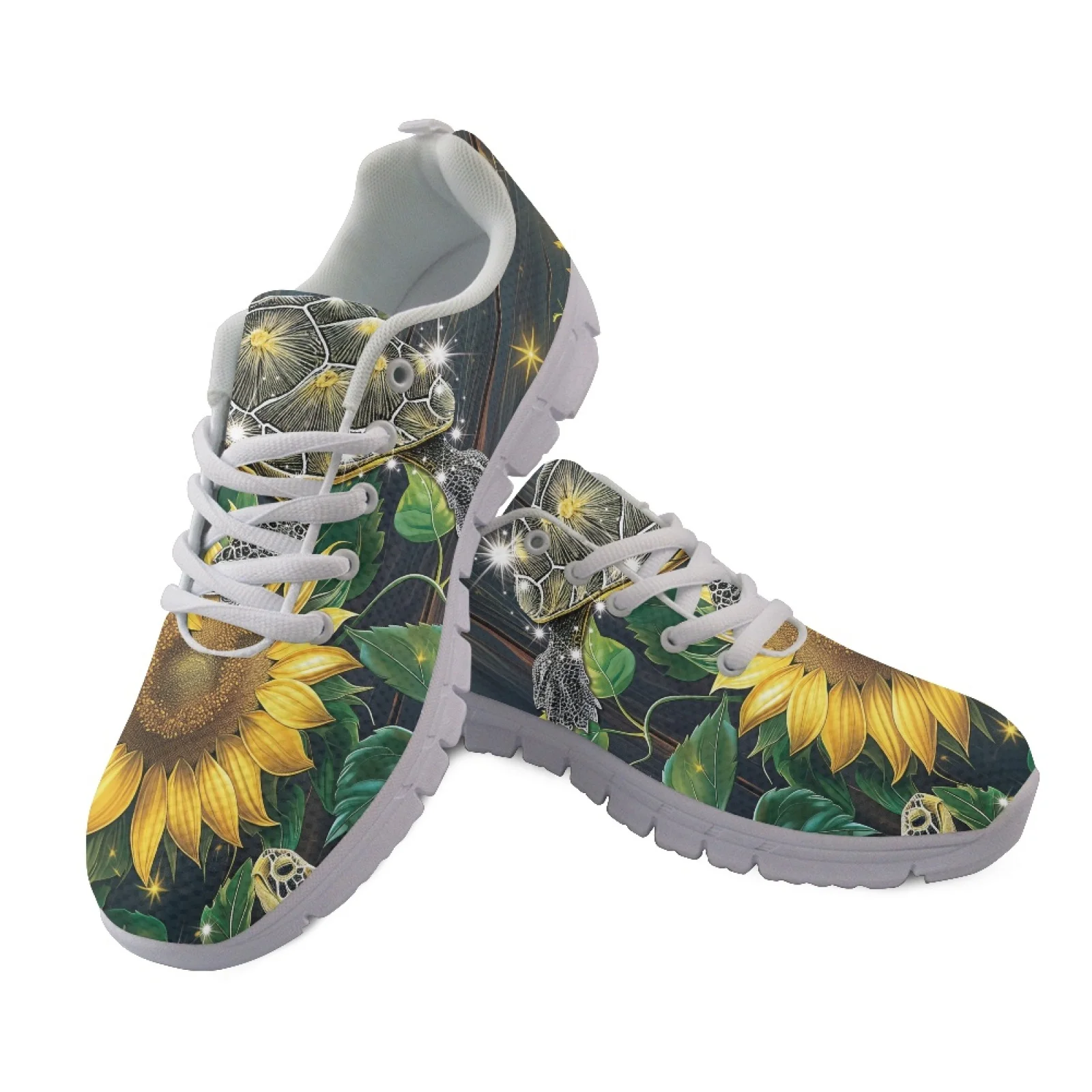 Coloranimal Sunflower Mens Athletic Sneakers Anti-Slip Lace-up Mens Sports Tennis Shoes for Walking