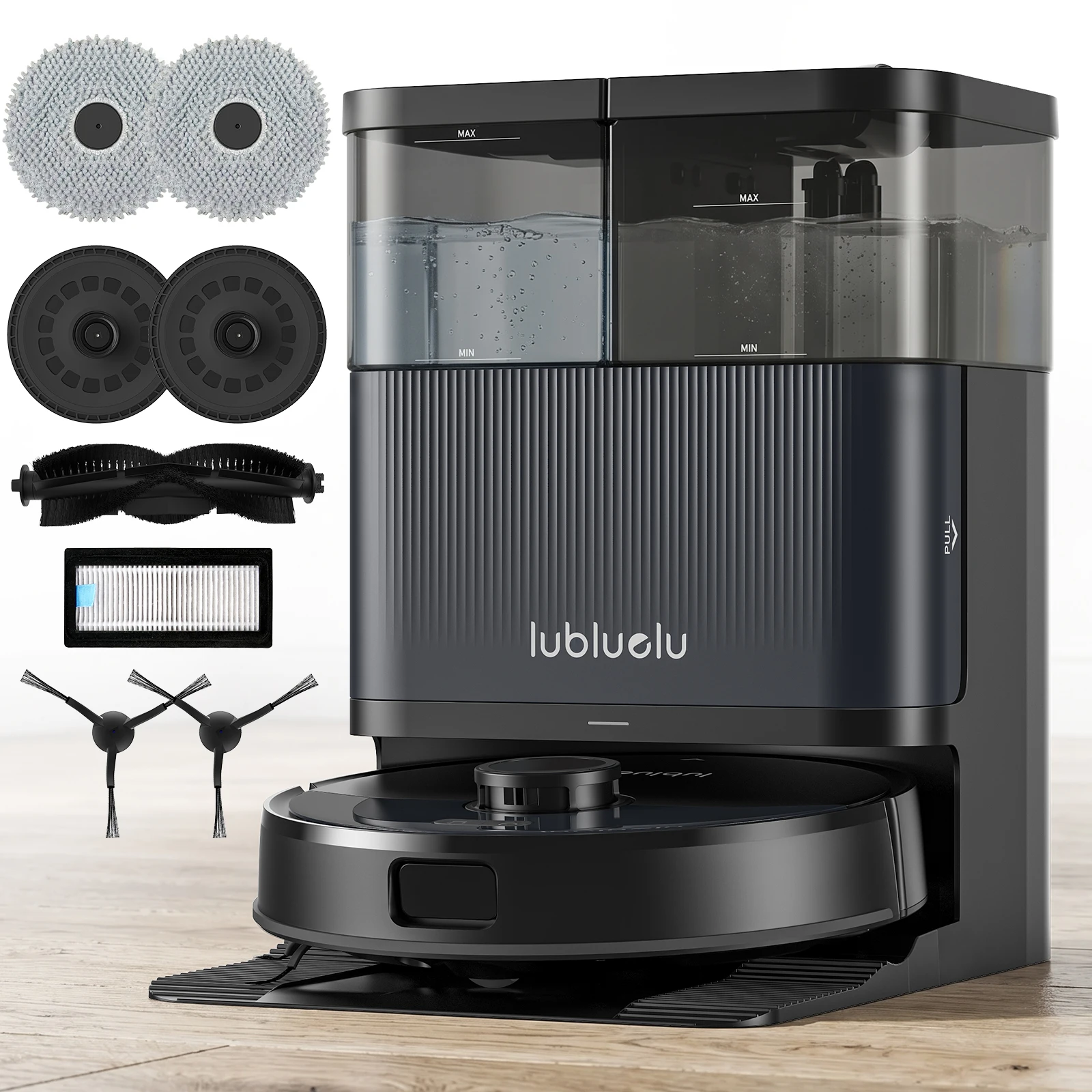 Aspirateur robot sans fil Lubluelu S1000, aspiration réglable 11000Pa, autonomie de 200 minutes, technologie de rechargement automatique Breakpoint, technologie Carpet Boost pour poils d'animaux et tous types de sols
