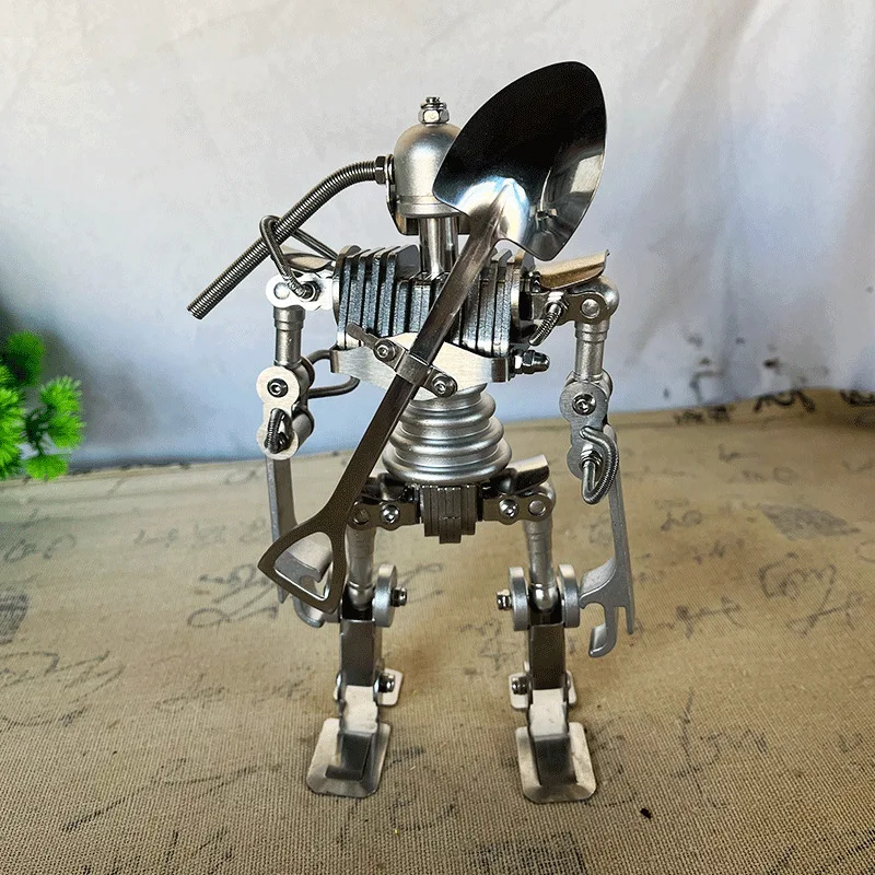 

Metal robot model handicrafts handmade stainless steel hands and feet can move gift SMG robot holiday birthday gift collectible