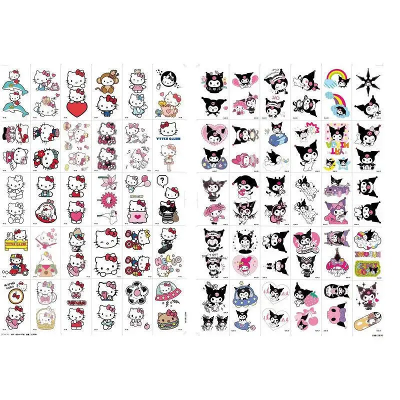 Sanrio Kawaii Hellokitty Kuromi Stickers Tattoo Sticker Waterproof Students Lasting Girlish Heart Girl Birthday Gift Girlfriend