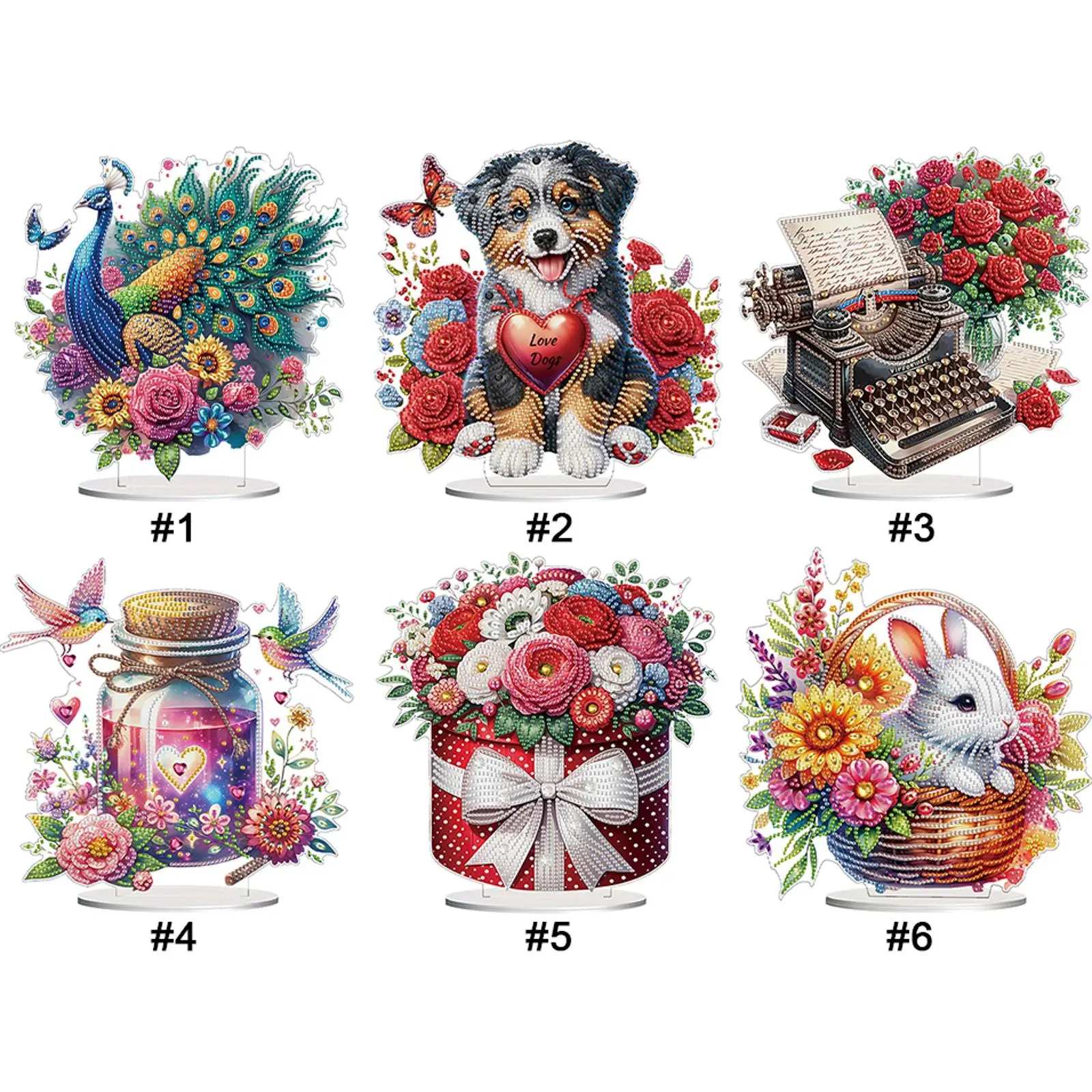 Acrylic 2D Flat Print DIY Diamond Painting Desktop Ornaments Kit Diamond Painting Desktop Decorations Bedroom Table Decoration