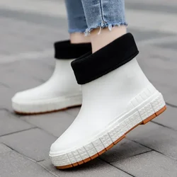 Woman Rain Shoes Waterproof Rubber Boots Ladies Casual Non-slip Flats Rain Boot Female Insulated Garden Galoshes 2024