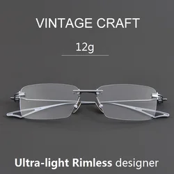 Pure Titanium Square Glasses Frame Men Women Rimless Vintage Ultralight Fashion Eyeglass Optical Lens Myopia Eyewear Spectacles