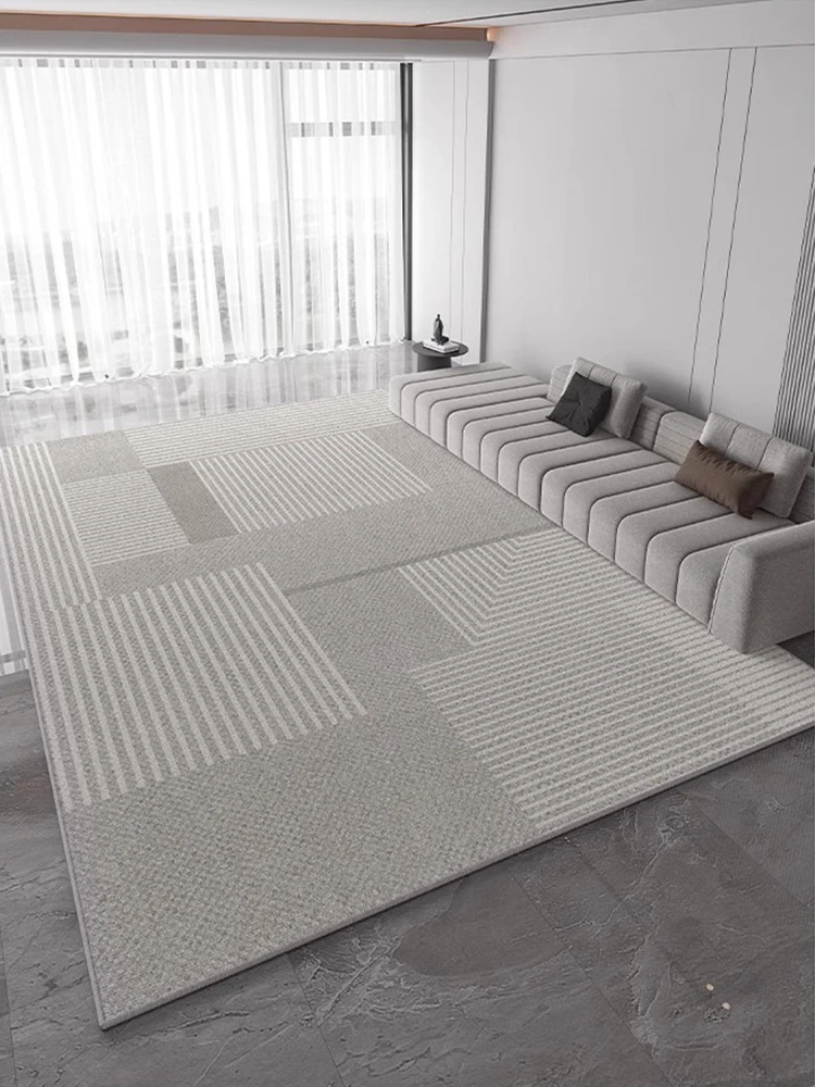 Light Grey Carpet Luxurious Geometric Stripes Living Room Carpets Large Size Decorative Rugs Comfortable Easy Clean Bedroom Rug