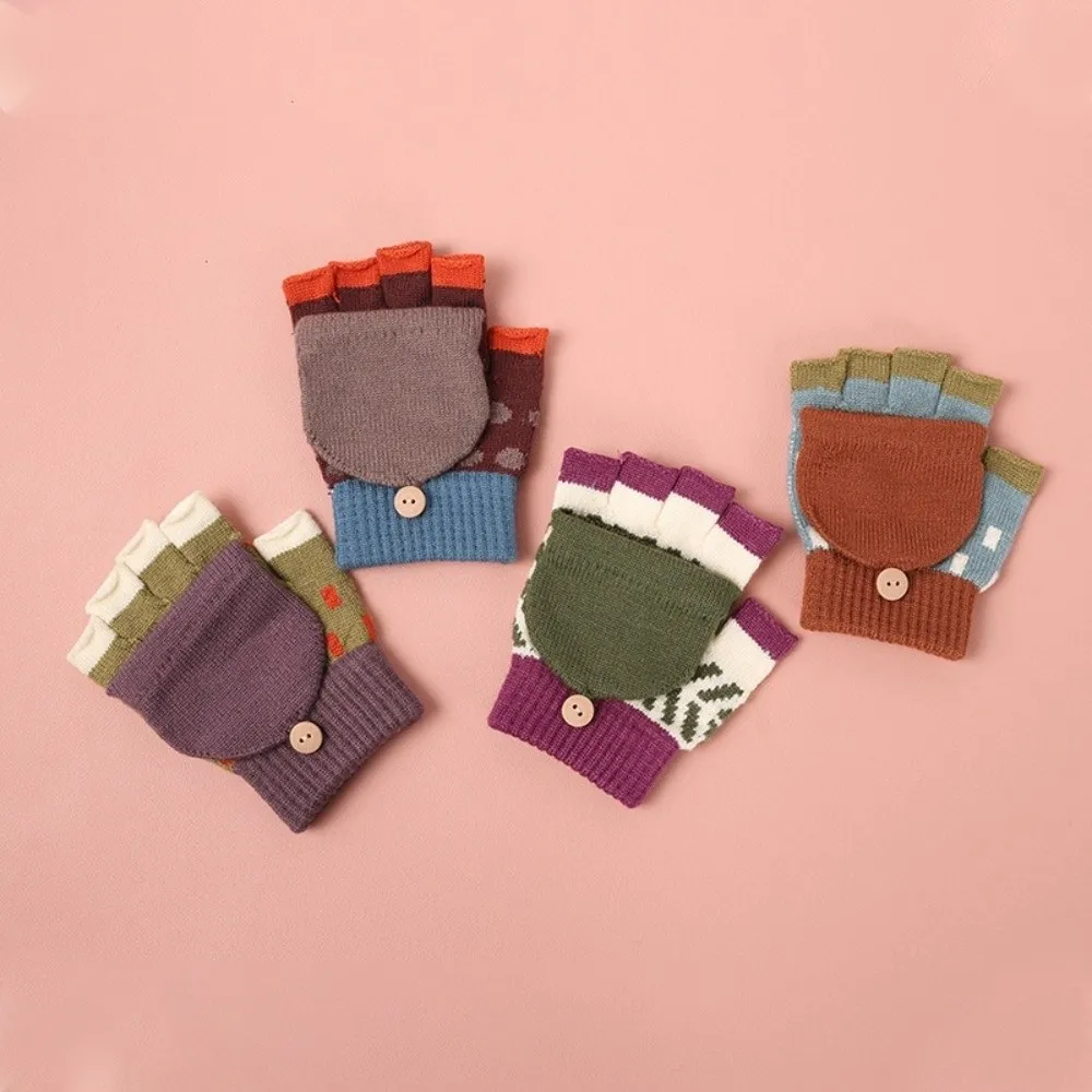 

3- 10Years Old Cute Warm Winter Gloves Coldproof Candy Color Children Mittens Soft Elastic Knitted Gloves Boys Girls