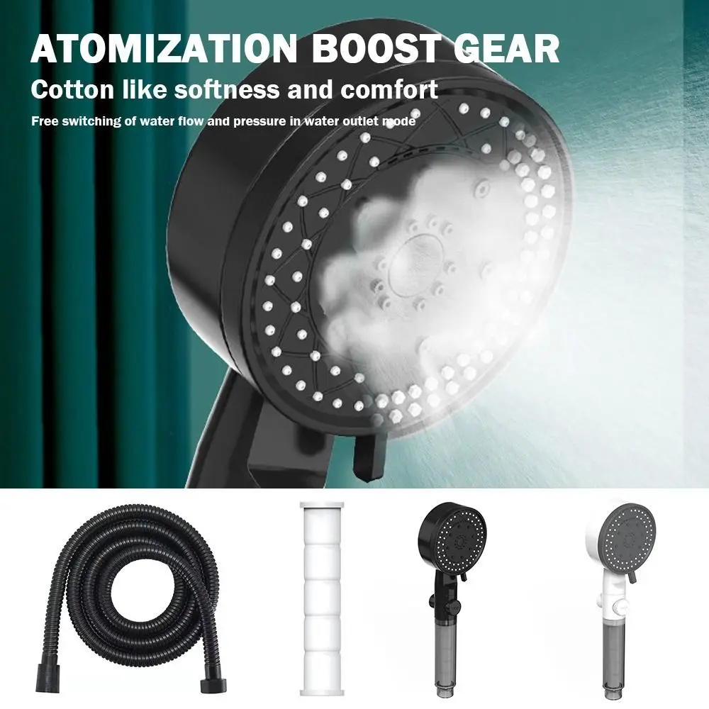 10 أوضاع للرش رأس دش عالي الضغط أسود أبيض اللون بلمسة واحدة توقف يده فلتر الدش وظيفة مقاومة السقوط #2