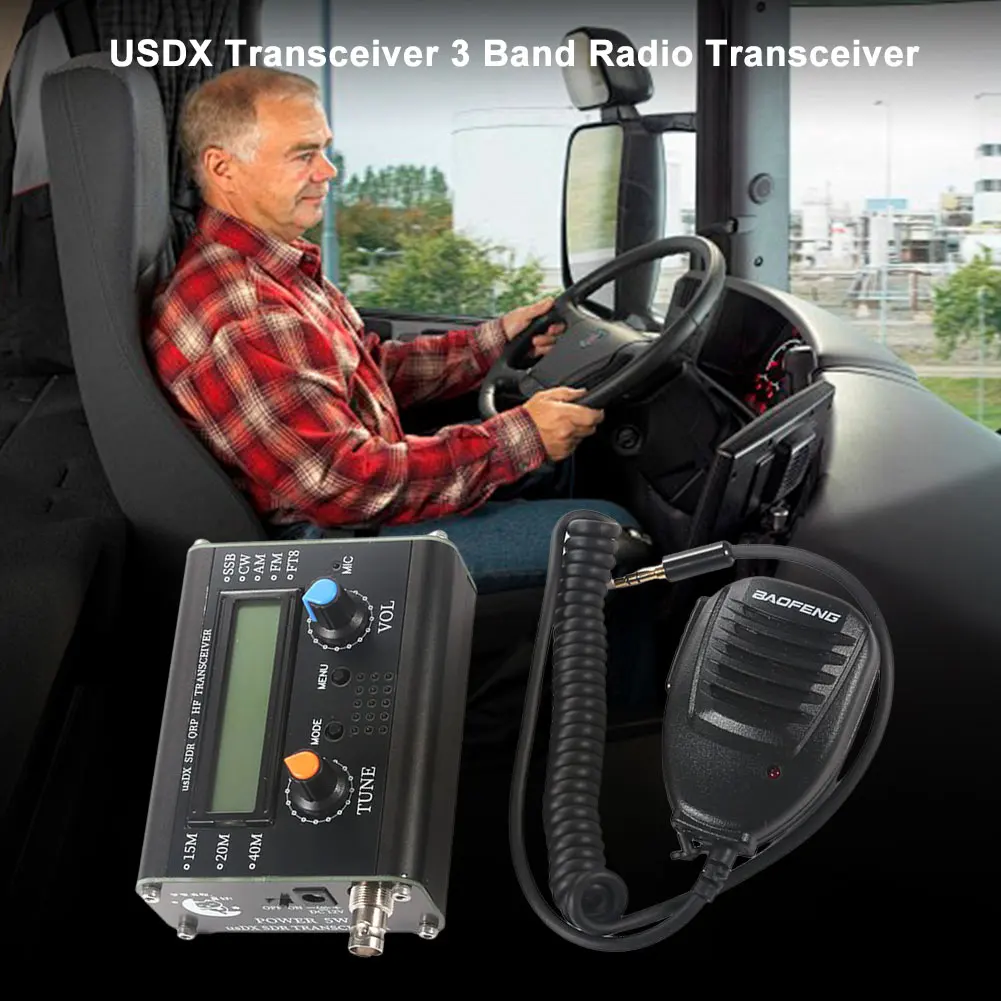 5W USDX Transceiver with Handheld Mic 3-Band All Mode HF Transceiver Radio Transceiver Supporting 15M 20M 40M Bands