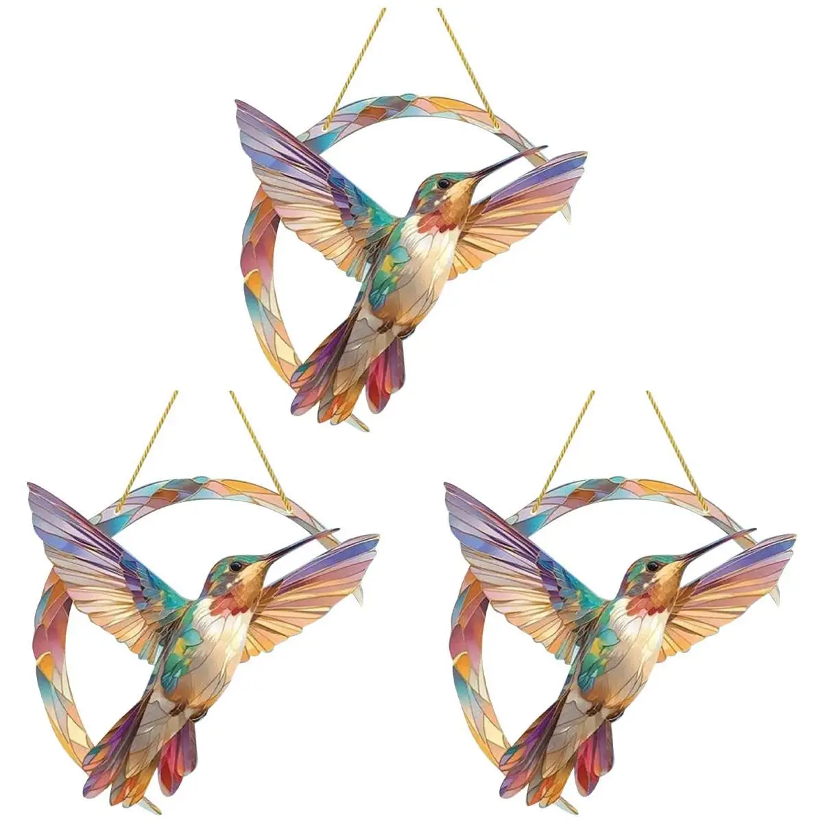 2 Pièces Prismes Colibri En Acrylique - Attrape-Soleil Fenêtre Oiseaux Colorés - Décoration Suspendue Lumineuse Pour Intérieur Et Extérieur