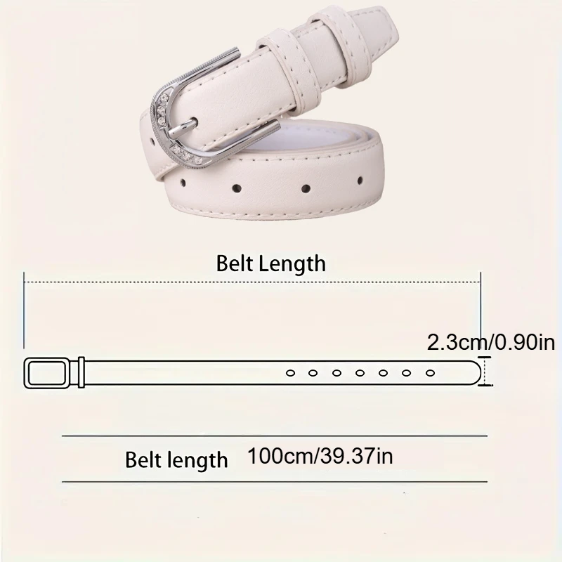 Fashion High Quality Women's Belt PU Leather Trend White Belt  Trouser Belt Solid Vintage Pin Buckle Ladies Strap