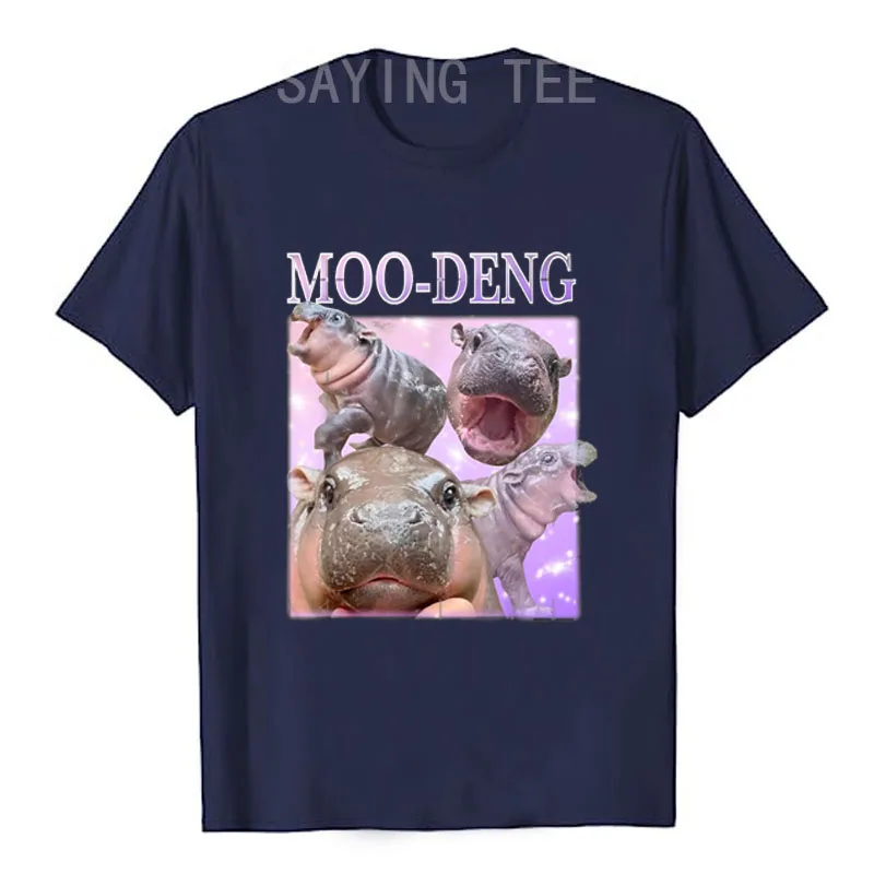 MOO-DENG IL FAMOSO BABY PIGMY HIPPO MOODENG T-shirt Umorismo Divertente Camicette a maniche corte O-Collo Grafica di moda Y2k Top Saying Tee