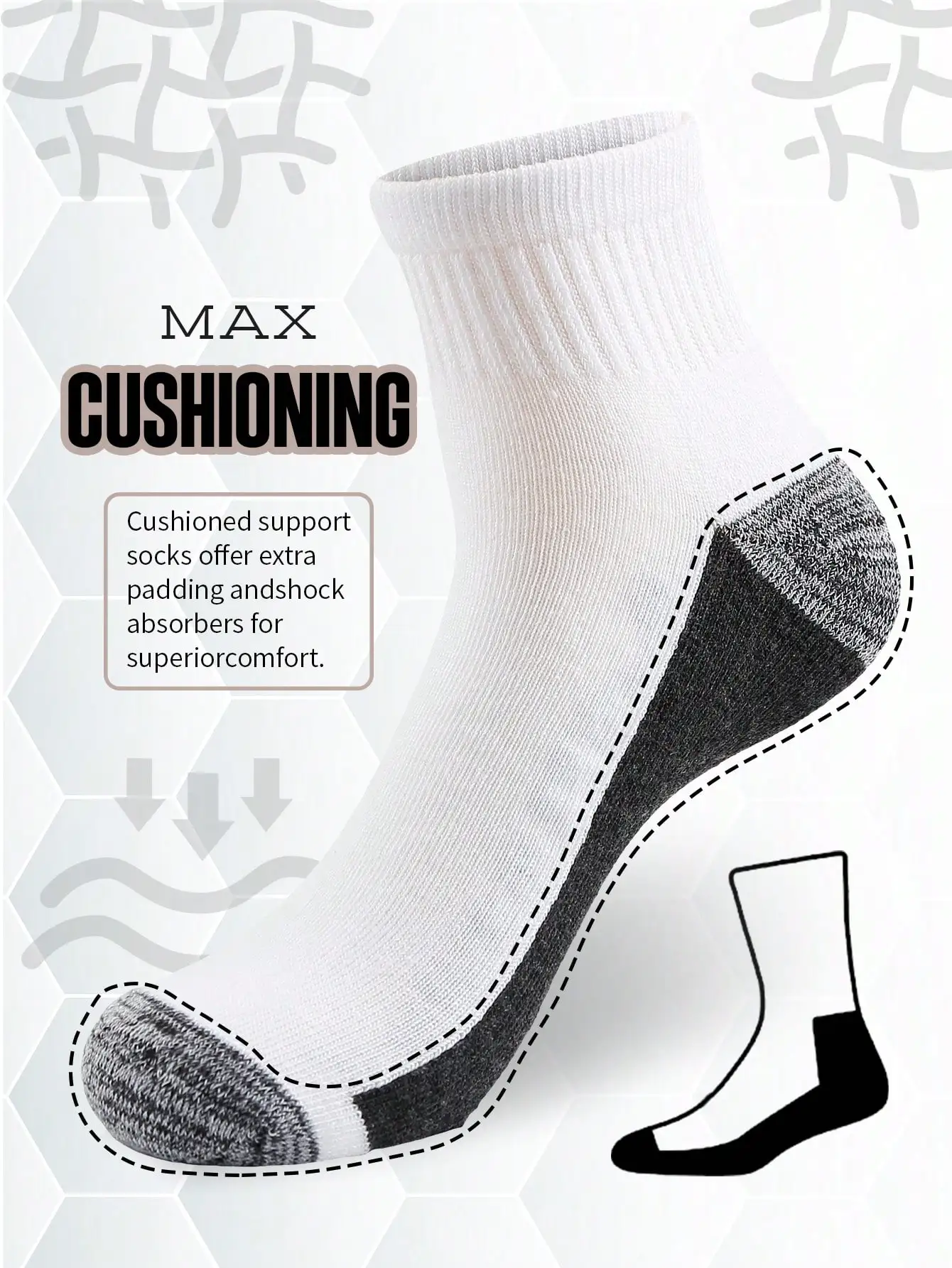 

6/12/24/48 Pairs Optional Unisex White & Gray Spring Summer Cushioned High Elastic Ankle Socks Daily Gym