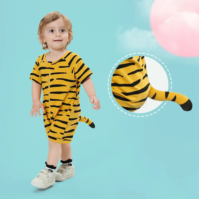 

Summer Baby Clothes Boy Girls Rompers Tiger Print Bodysuit Korean Baby Onesie Cartoon Cotton Short Sleeve Newborn Baby Jumpsuit