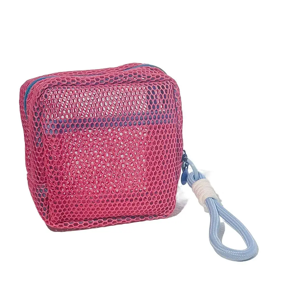 

Handle Mesh Zipper Bags Washable Transparent Square Toiletry Bag Reusable Lightweight Portable Makeup Pouch Travel