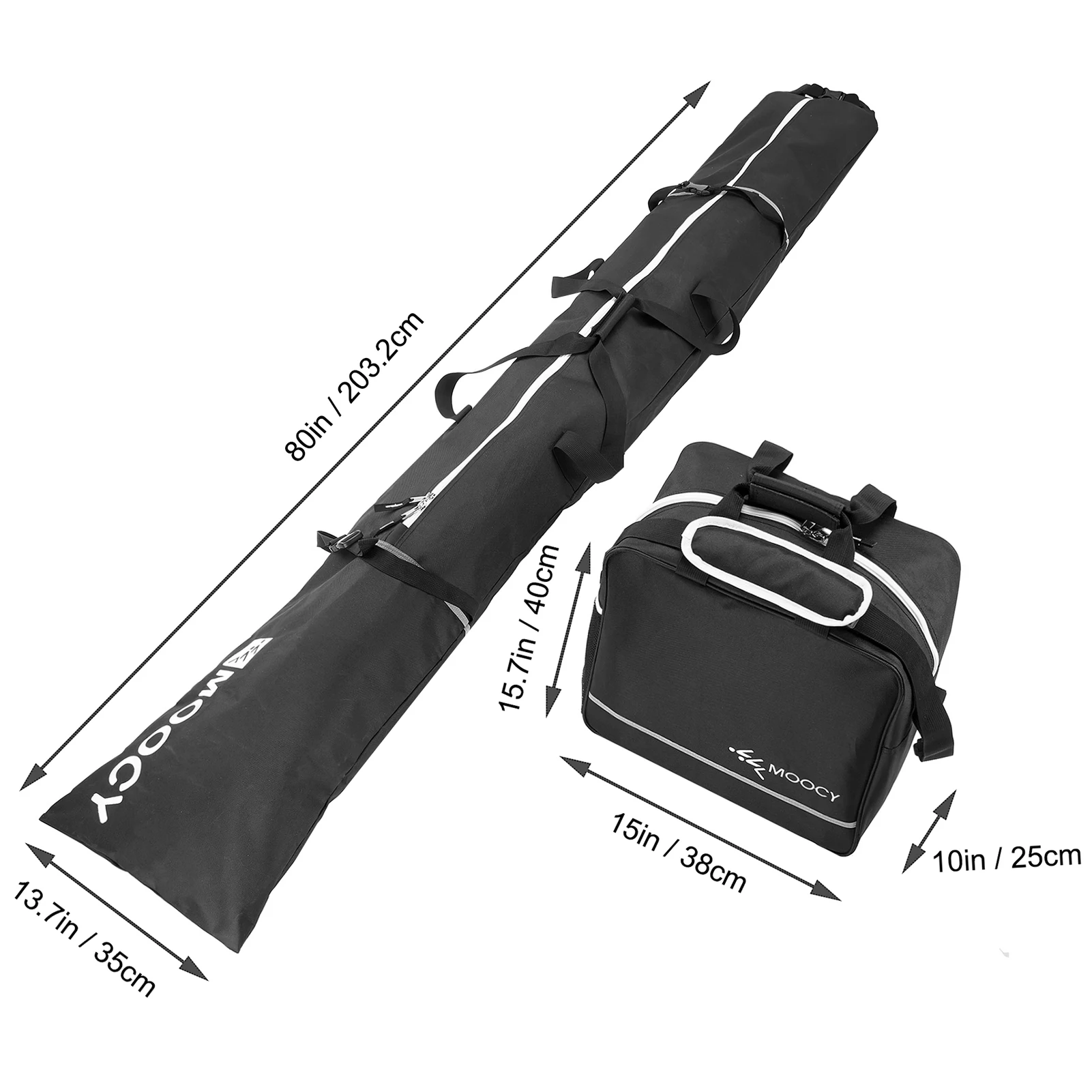 Skis and Boot Bag Skis Storage Bag Padded Waterproof Ski Travel Bags Large Capacity Boots Clothing Holder Organizer Fit Skis
