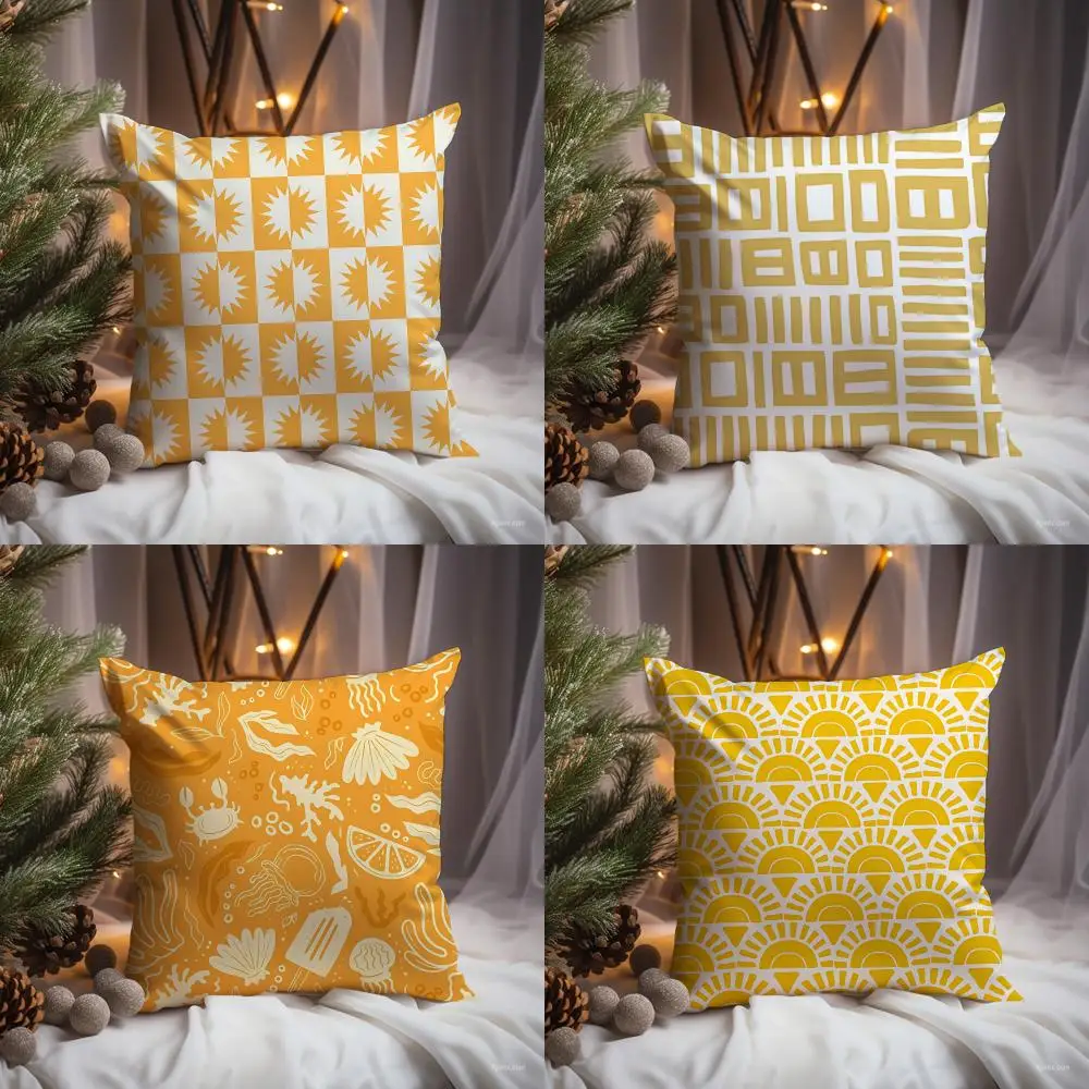 Warm Sun Pattern Cushion Cover Premium Comfort Reversible Pillow Cove -Two in One Design for Any Room & Car Interior