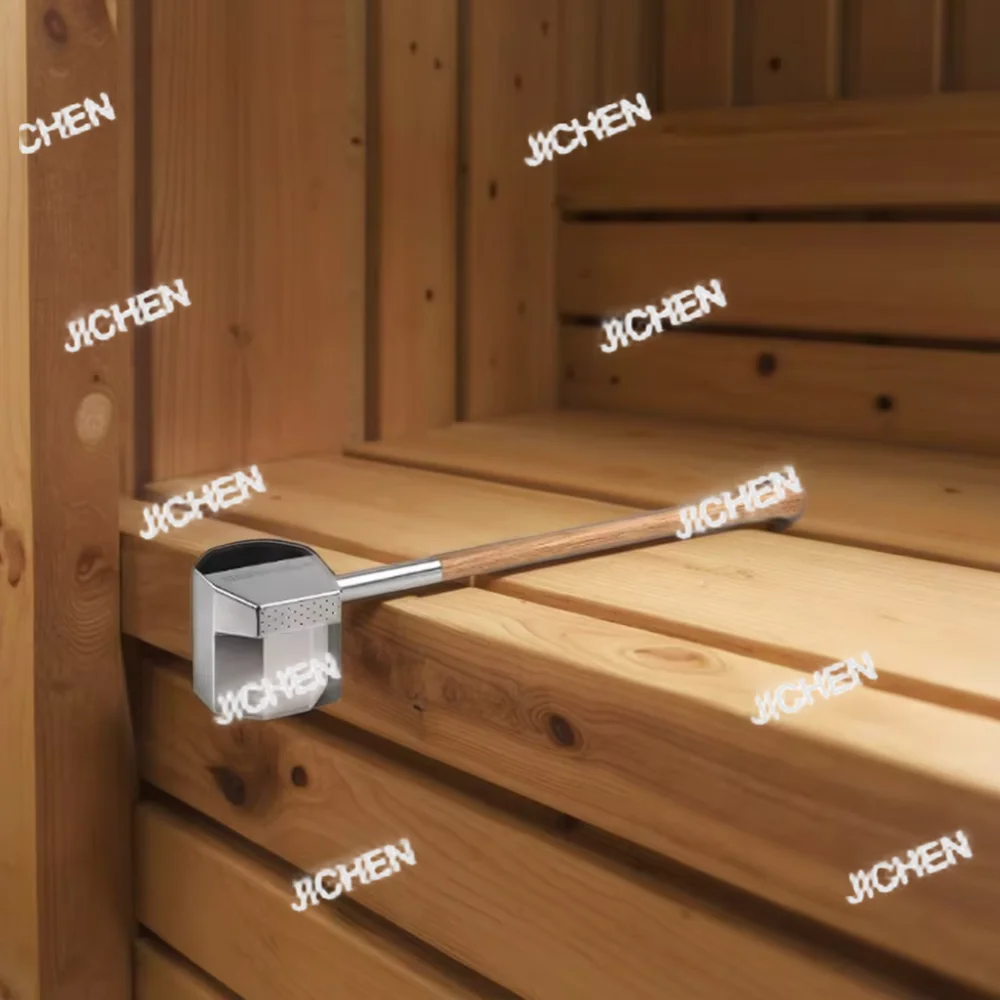 

TJC JC Современный дизайнерский половник для сауны из нержавеющей стали с деревянными ручками индивидуального размера для аксессуаров для сауны