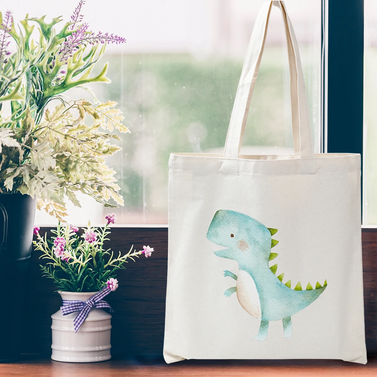 Dinosaur Cartoon Canvas Handbag Gift Bags Jungle Birthday Party Supplies Dinosaur Birthday Decoration Gift Kids Baby Shower Boy