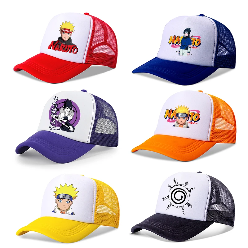 Narutos Baseball Caps Boy Girl Japanese Anime Figure Peaked Cap Outdoor Seaside Tourism Sunhat Cartoon Parent Child Net Hat Gift