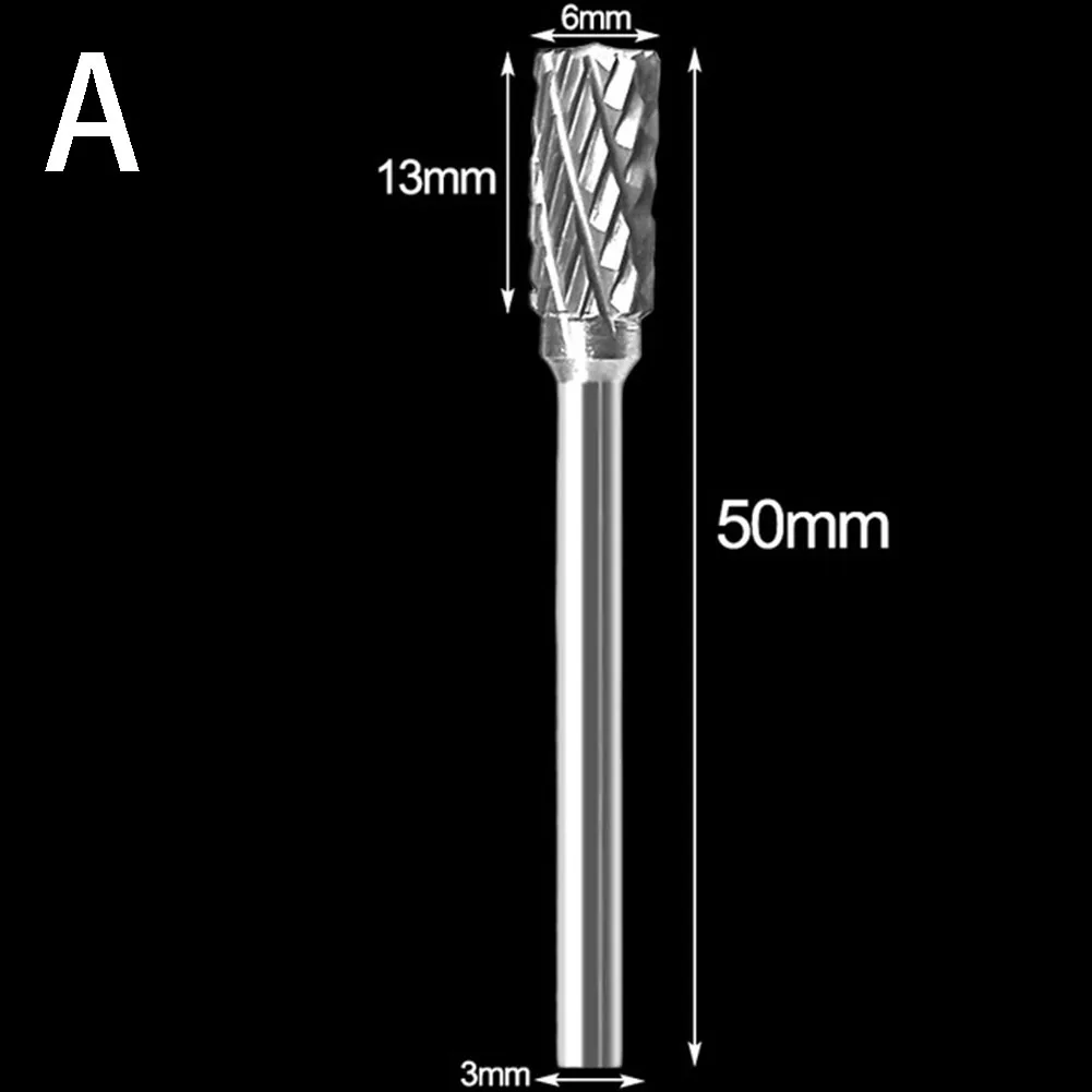 Lime rotanti in carburo di tungsteno da 3mm punta per fresa rotante in lega dura per intaglio del legno sbavatura rettifica scolpire taglierina per