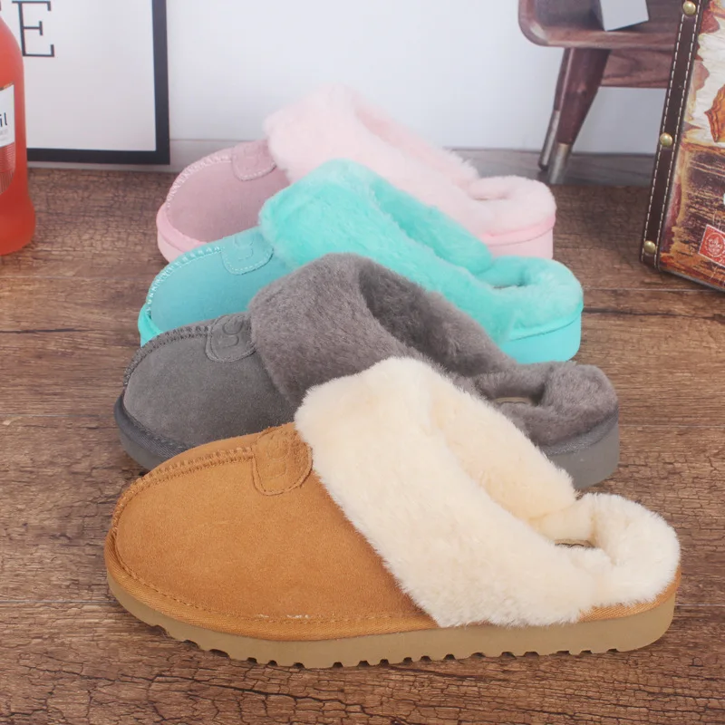 2023 Women&Man Home Slippers High Quality Wool Slippers Winter Fur Female Warm Indoor Soft Wool Lady Shoes