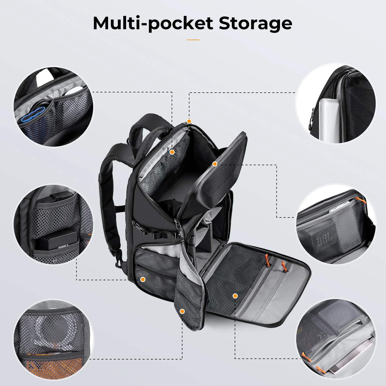 K&F Concept 20L Camera Backpack Waterproof Sports Travel Camera Photography Bag For 15.6\