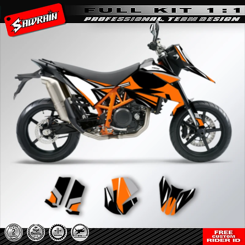 

Sawrain Motorcycle Graphics Backgrounds Decals Stickers Kit Number Name Custom For KTM SMR 690 R 2007 2008 2009 2010 2011 001