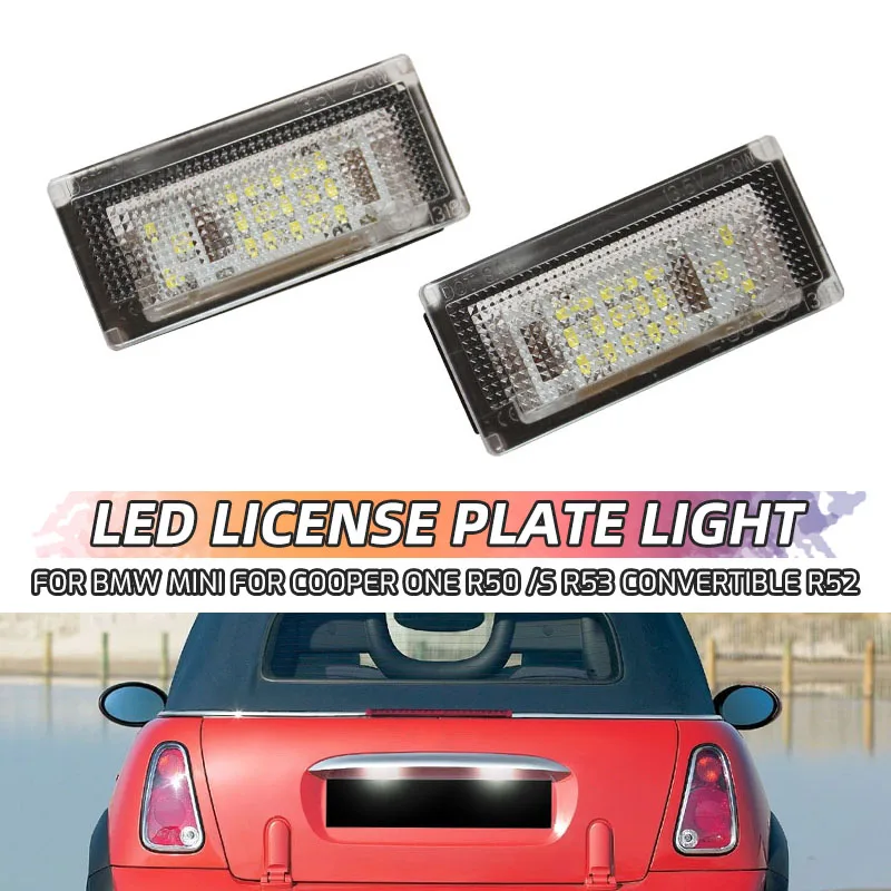 2pcs Car 18 LED License Plate Lights Auto Replacement Accessories For BMW Mini Cooper S R53 ONE R50 2001-2006 R52 2004-2008