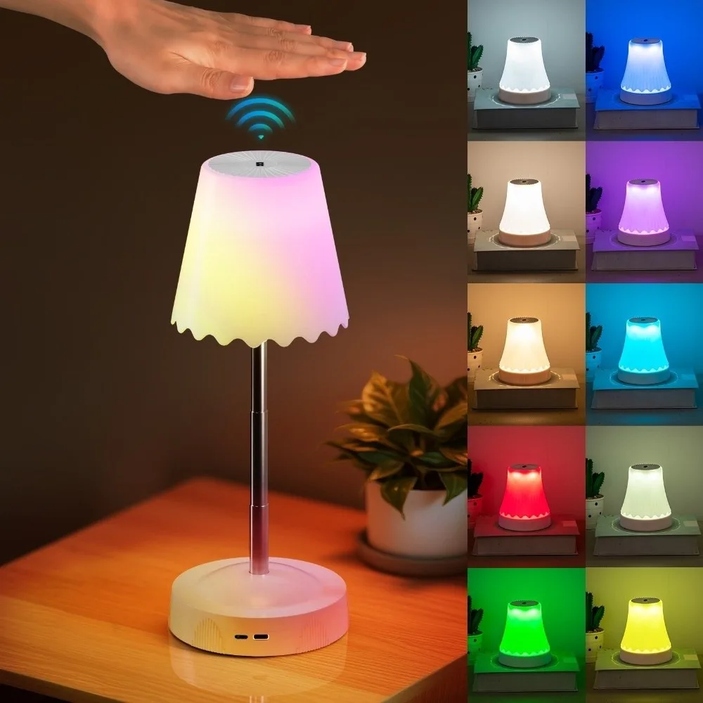 Rechargeable RGB LED Night Lamp Creative Adjustable Room Bedside Lamp Gesture Control Home Decor Atmosphere Light Birthday Gift