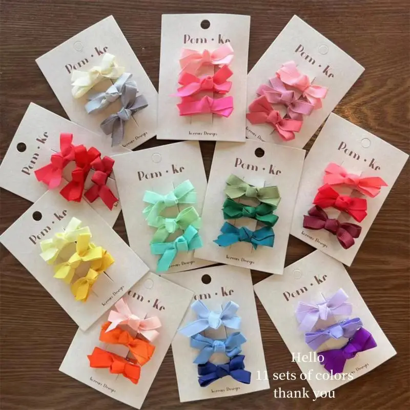 3Pcs Baby Girls Hair Clip Bows Princess Kids Hair Accessories Sweet Rainbow Color Children Hair Pin Set for Girl Gift