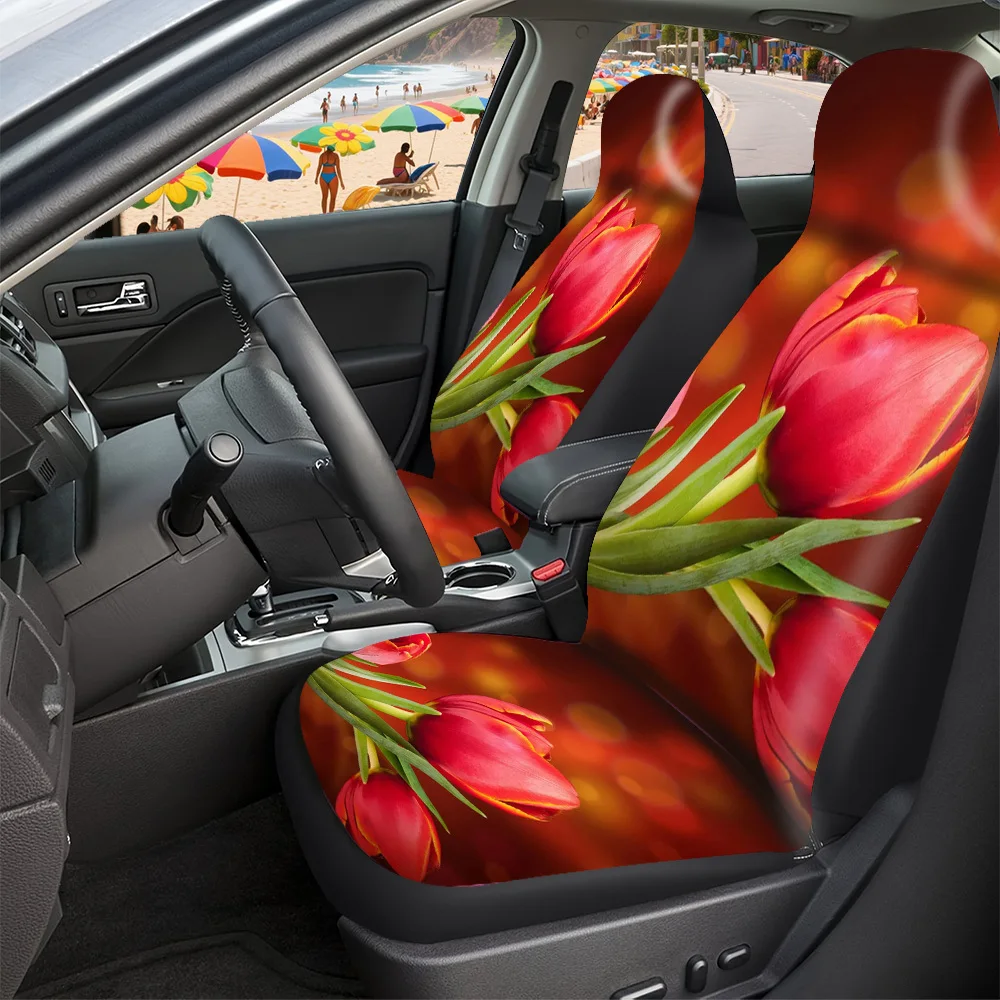 Trendy Printed Car Seat Covers With Vibrant Tulip Flower Bloom Designs Perfect Halloween Christmas New Year Easter Gifts For Goo