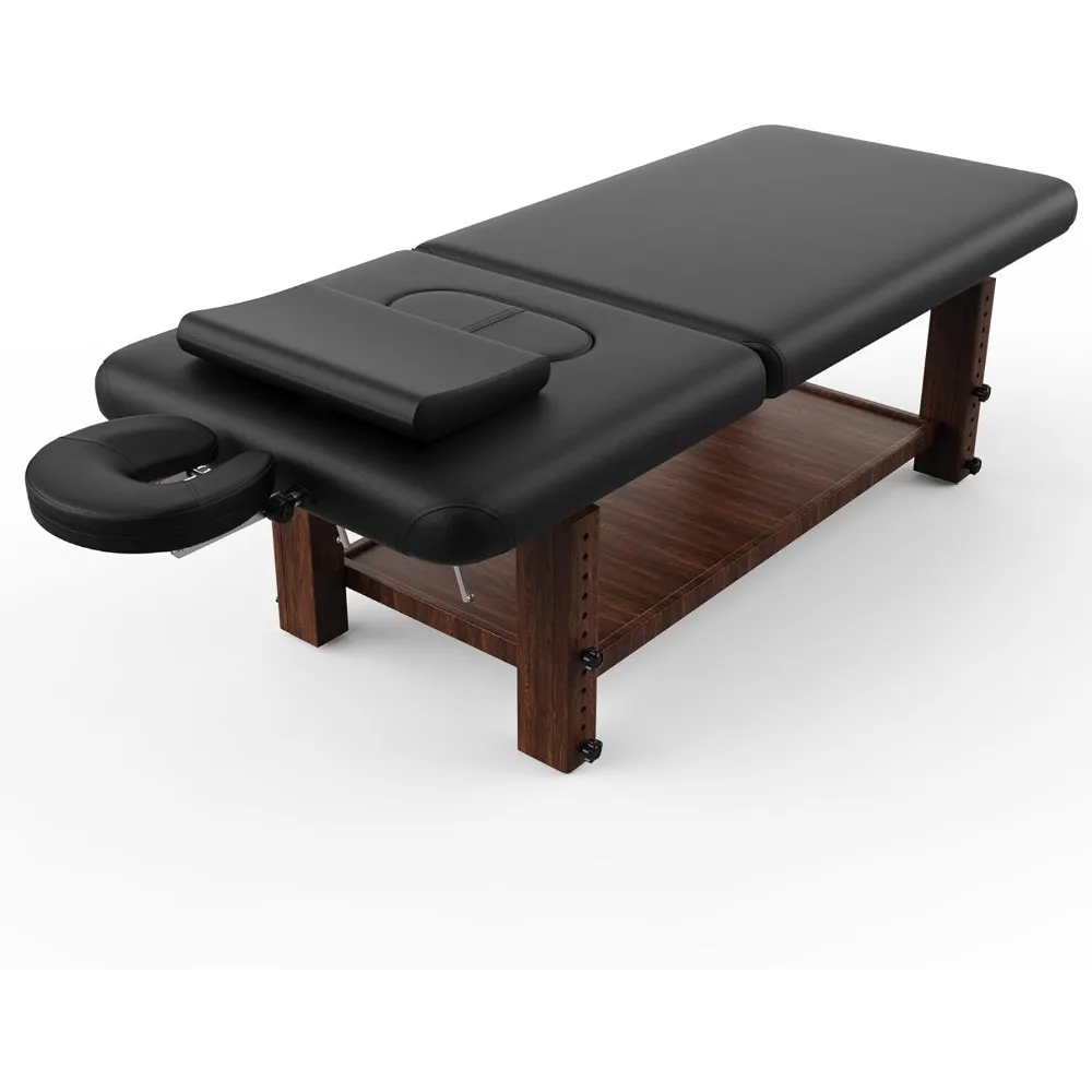 pouseayar Stationary Massage Table with Adjustable Height Legs and Backrest for Treatment, Physical Therapy, 700LBS Load